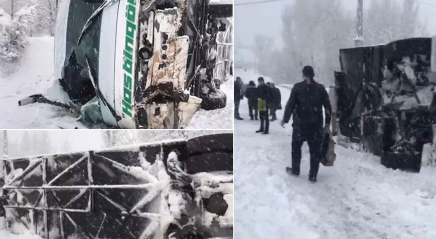 Bingöl’de yolcu otobüsü devrildi; 12 yaralı