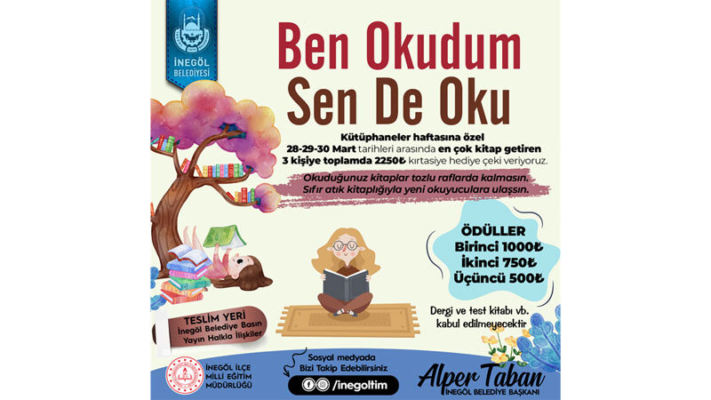 İnegöl Belediyesi, 22 Mart-02 Nisan tarihleri arasında kutlanan Kütüphaneler Haftası