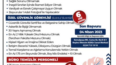 İnegöl Belediyesi personel alımına çıkıyor