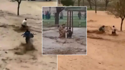 Şanlıurfa’da nefes kesen anlar! Sele kapılan kızını kurtardı, ağaca sarılarak yardım bekledi