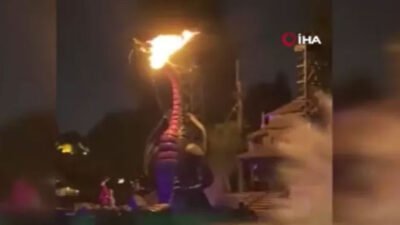 Disneyland’de alev alan mekanik ejderha paniğe yol açtı