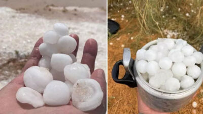 Suudi Arabistan’da dolu yağışı