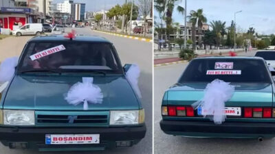 Boşandıktan sonra aracını gelin arabası gibi süsledi, ayrılığı şehir turu yaparak kutladı