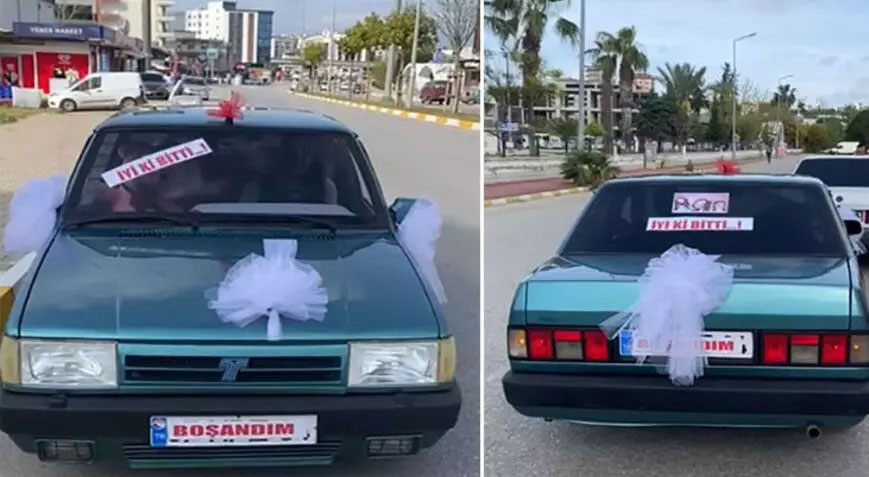 Boşandıktan sonra aracını gelin arabası gibi süsledi, ayrılığı şehir turu yaparak kutladı Boşandıktan sonra aracını gelin arabası gibi süsledi, ayrılığı şehir turu yaparak kutladı
