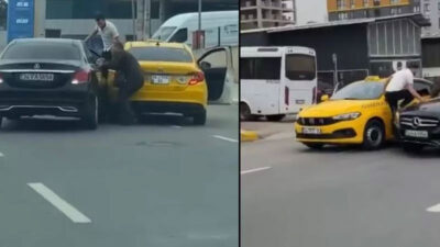 Dehşet anları! Tartıştığı taksiciyi ezmek için otomobilini üzerine sürdü