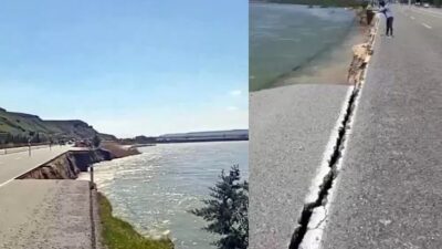 300 metrelik kısmı çöktü! Yol trafiğe kapatıldı… Acı haber geldi