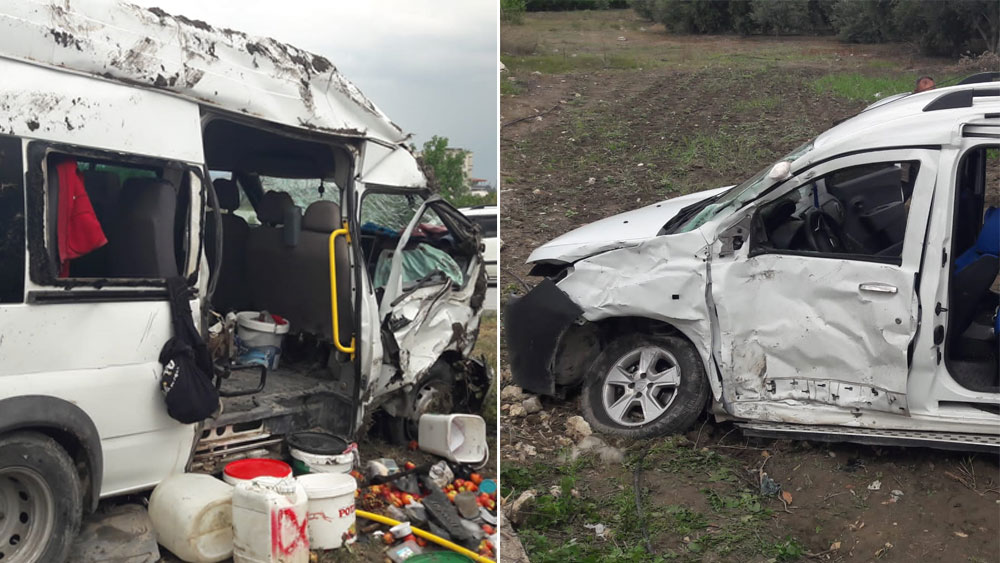 İşçi servisi kaza yaptı: 1 ölü, 9 yaralı