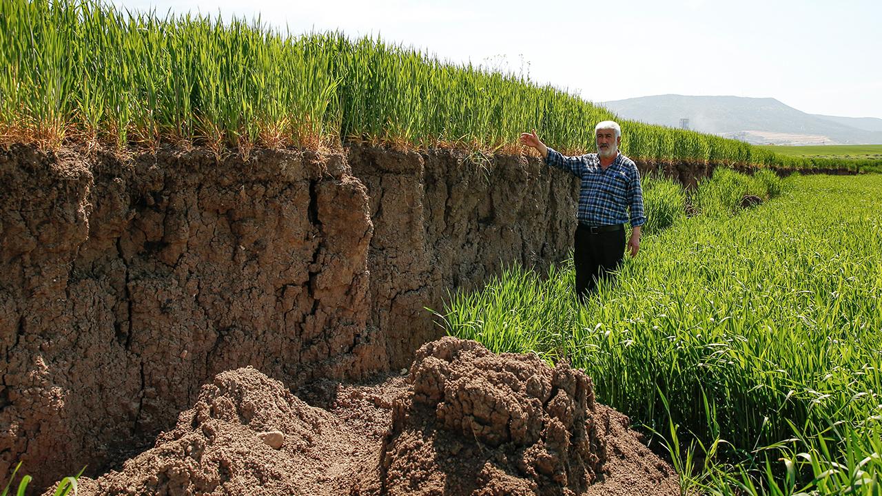 2 metreyi bulan çökmeler çiftçileri zorluyor 2 metreyi bulan çökmeler çiftçileri zorluyor