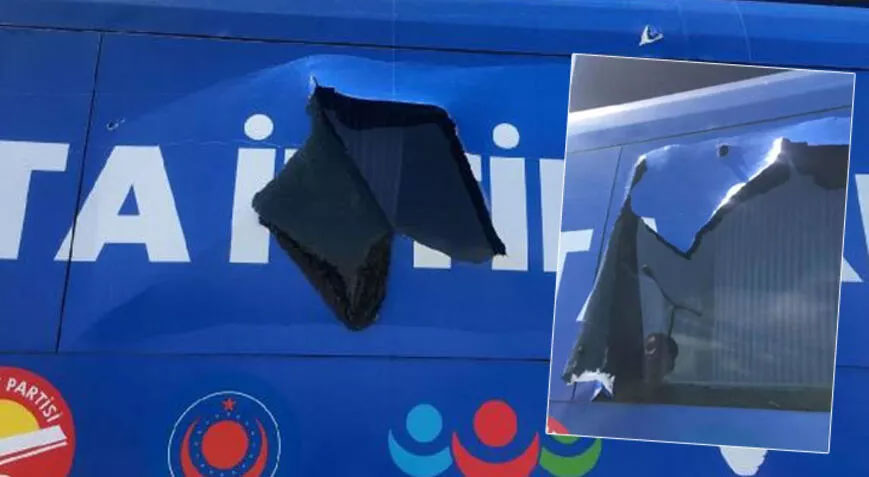 Diyarbakır’da ATA İttifakı’nın otobüsüne taşlı saldırı