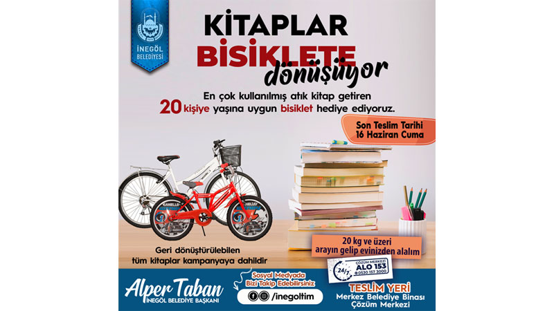 Kitaplar İnegöl Belediyesi ile bisiklete dönüşüyor 1 6962 kitaplar inegol belediyesi ile bisiklete donusuyor 35ba9cca f4ab 4fd5 987c 78ee86715227