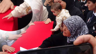Şehit Aydın Ceylan’a, 9 aylık oğlundan son veda