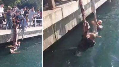 Denizde can pazarı: Piknik örtüsü ile kurtarmaya çalıştılar