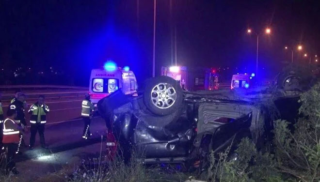 Kontrolden çıkan araç takla attı: 14 kaçak göçmen yaralandı