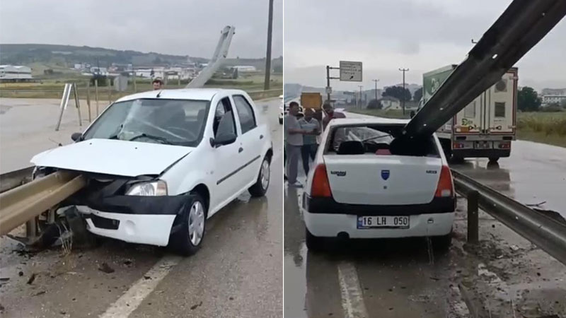 Bursa’da korkunç kaza! Ok gibi saplandı