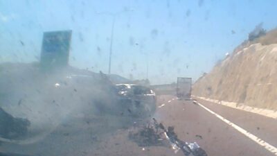 Bursa’da otobanda feci kaza! Saniye saniye kamerada