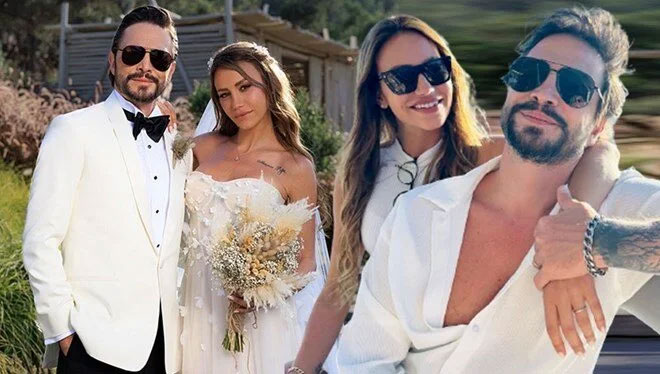 Düğün sonrası mutluluk pozu