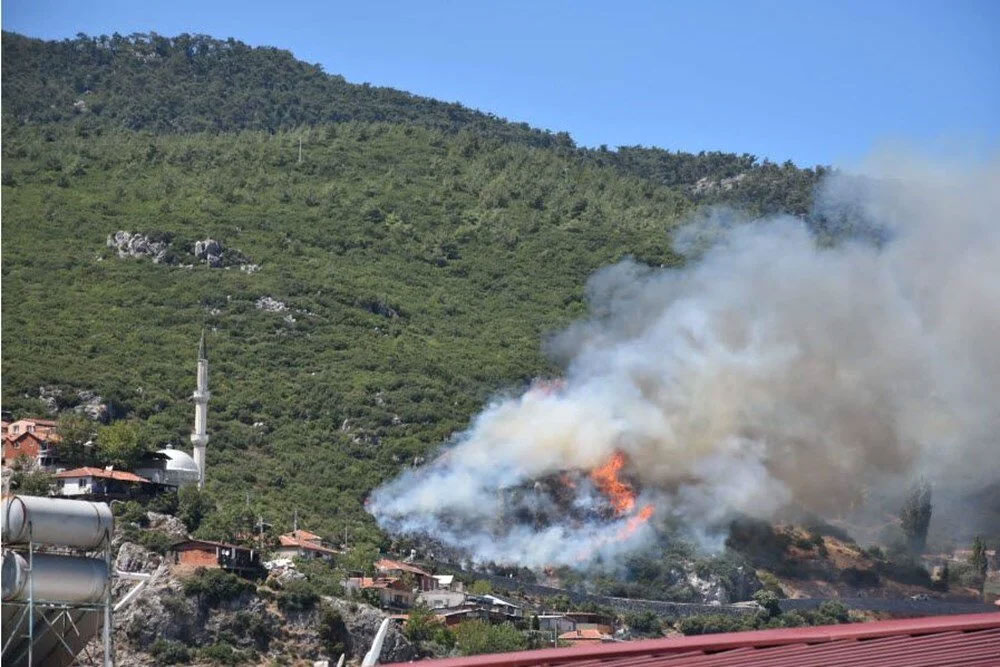 İzmir’de yerleşim yerlerine yakın bölgede orman yangını