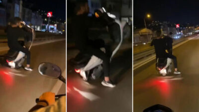 Bursa’da tehlikeli yolculuk! Canını hiçe saydı