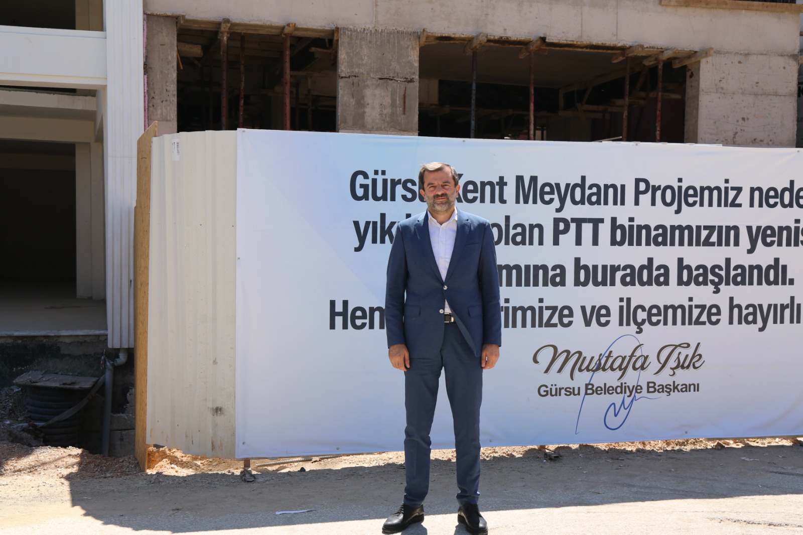 Gürsu’nun yeni PTT Hizmet Binası hızla yükseliyor Gürsu’nun yeni PTT Hizmet Binası hızla yükseliyor