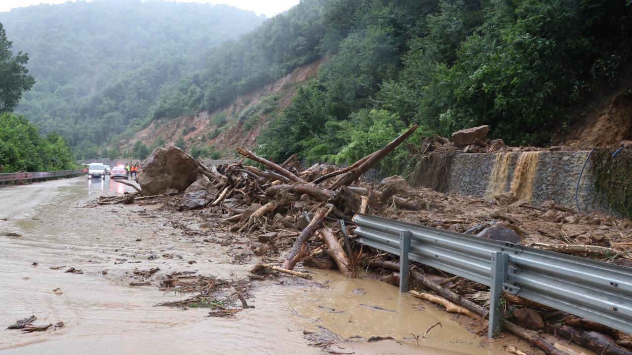 Heyelan nedeniyle yol ulaşıma kapatıldı