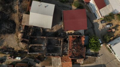 Yangınından etkilenen iki köy drone ile görüntülendi