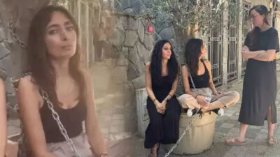 Kaldırımdaki ağaç yüzünden yürüyemediğini iddia eden kişiye tepki! Kendini zincirledi