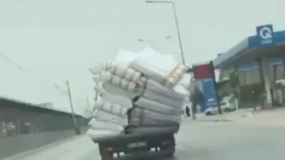 Bursa’da tehlikeli taşımacılık kamerada