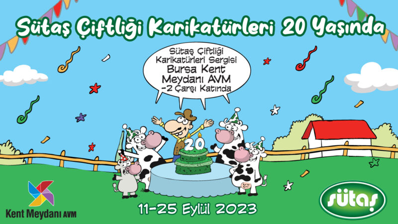 Sütaş Çiftliği Karikatürleri Sergisi Bursa Kent Meydanı AVM’de karikatürseverler ile buluşuyor Sütaş Çiftliği Karikatürleri’nin 20’nci yıl kutlamaları çerçevesinde gerçekleştirilen Sütaş Çiftliği