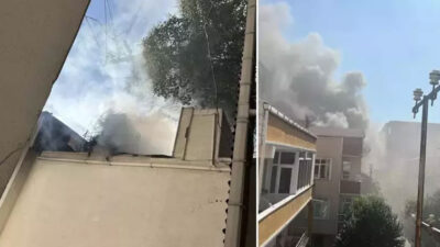 3 katlı binanın birinci katı alev alev yandı