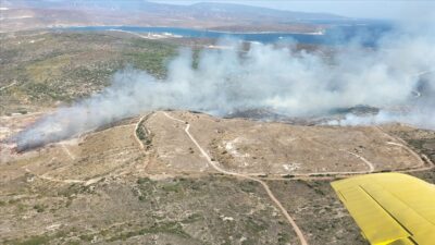 İzmir’de çöplükte çıkan yangın otluk alana sıçradı