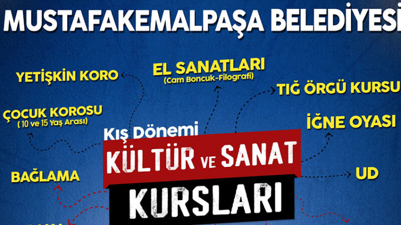 Mustafakemalpaşa’da kültür sanat kursları kayıtları başlıyor Mustafakemalpaşa Belediyesi Kültür İşleri Müdürlüğü bünyesinde kış dönemi kültür ve