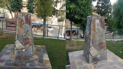İzmir’de Atatürk büstüne saldırı