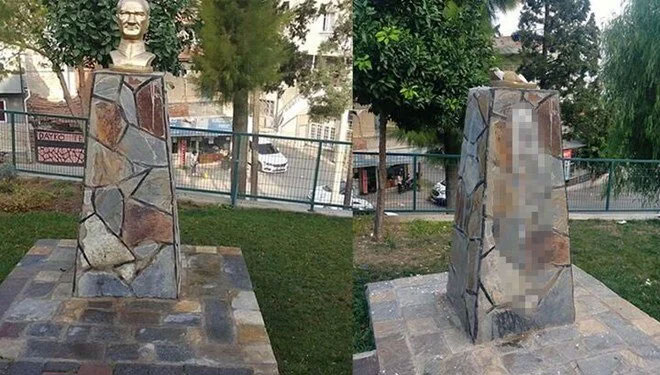 İzmir’de Atatürk büstüne saldırı