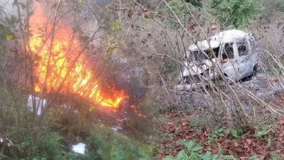 Samsun’da feci kaza! Okul servisi 112 metre yuvarlanıp yandı: 2’si öğretmen 4 yaralı