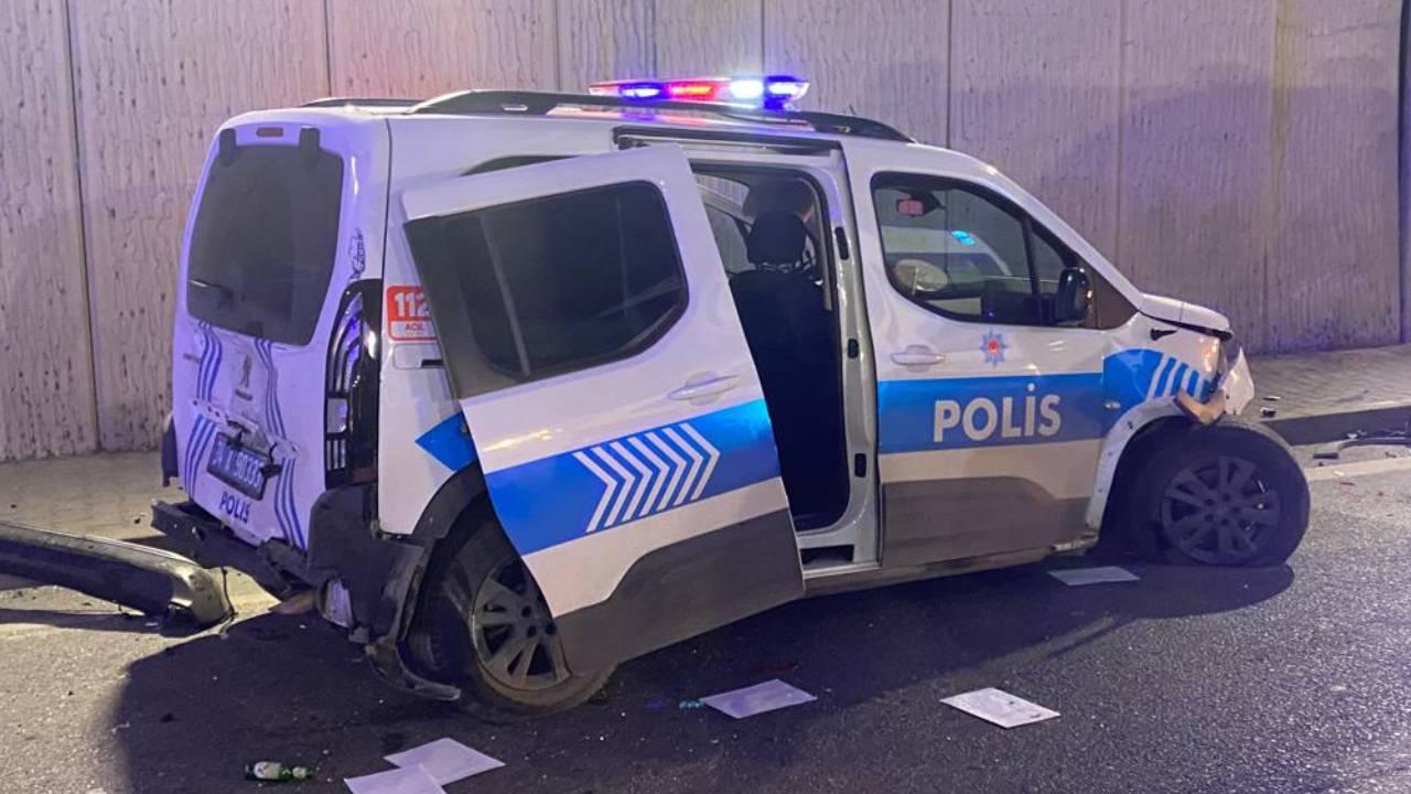 Hafriyat kamyonu polis aracına çarpıtı: 2 polis ağır yaralı