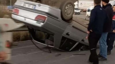 Bursa’da otomobil takla attı