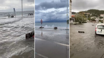 Bursa’da şiddetli fırtına! Deniz ile kara birleşti