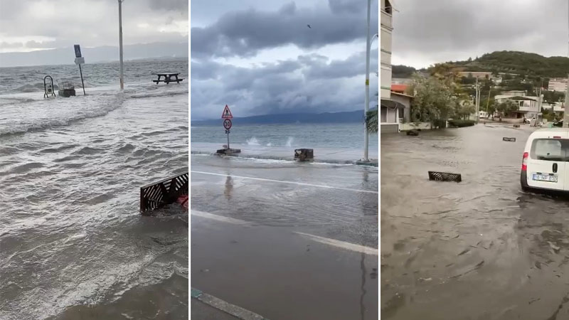 Bursa’da şiddetli fırtına! Deniz ile kara birleşti