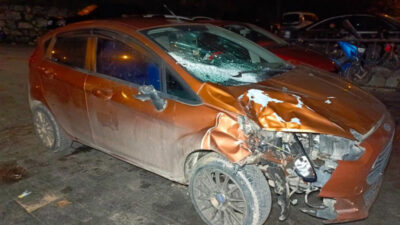 Bursa’da otomobil, yola fırlayan mandaya çarptı