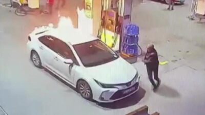 Akaryakıt istasyonunda korku dolu anlar