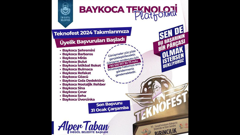 Baykoca Teknoloji Platformu ekibine katılım için başvurular başladı