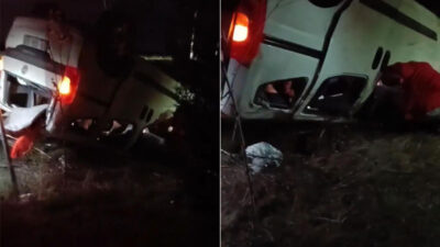 Bursa’da kontrolden çıkan araç takla attı