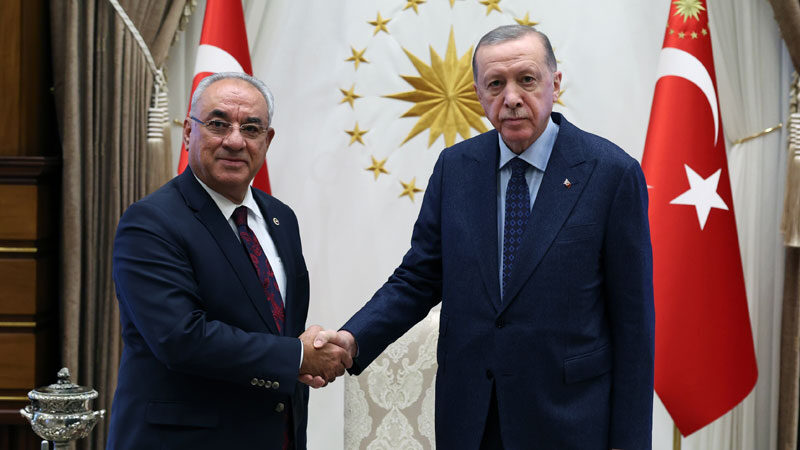 Cumhurbaşkanı Erdoğan, DSP Genel Başkanı Aksakal'ı kabul etti.