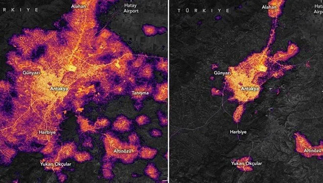 NASA’nın verileriyle acı tablo: Hatay’ın depremden önceki ve sonraki hali