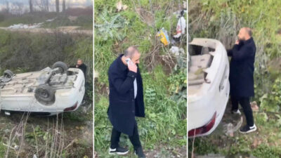 Bursa’da otomobiliyle takla yaptı! Kaza sonrası…