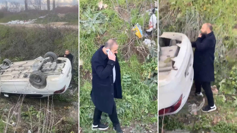 Bursa’da otomobiliyle takla yaptı! Kaza sonrası…