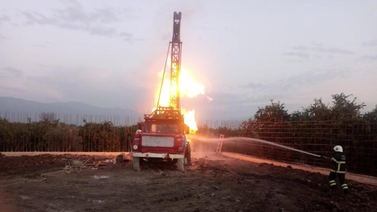 Su sondajı yapılırken yangın çıktı