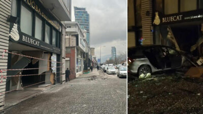 Bursa’da kontrolden çıkan otomobil dükkana girdi