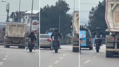 Görüntüler Bursa’dan… Trafiği tehlikeye attı