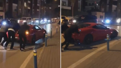 Görüntüler Bursa’dan… 20 milyonluk lüks araç yolda kalınca…